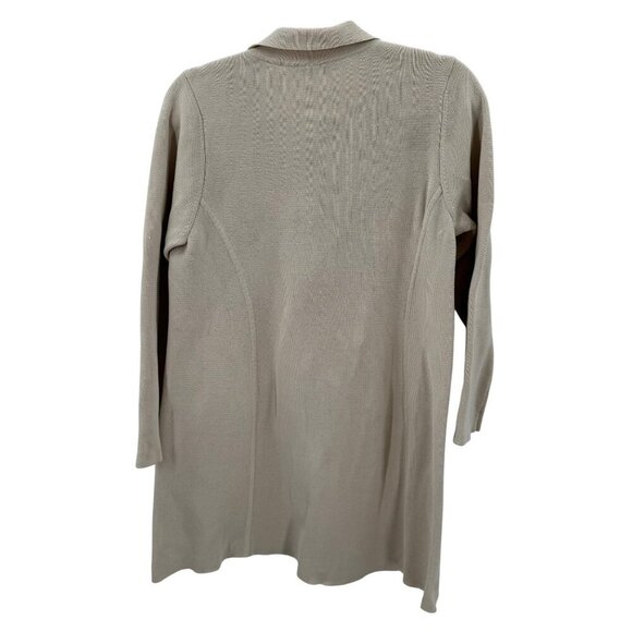 Eileen Fisher Cream Button Front Cardigan Womens L Silk-Cotton Blend Long Sleeve - Picture 3 of 7